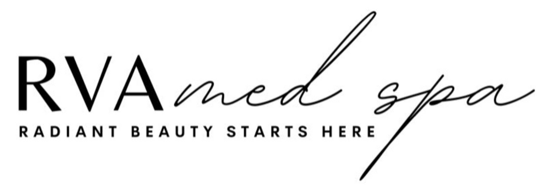 RVA Med Spa logo with a combination of bold and elegant script fonts. The tagline 'Radiant Beauty Starts Here' is displayed beneath the name.